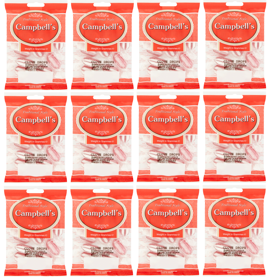 12 x Campbells Clove Drops Bag 100Gm