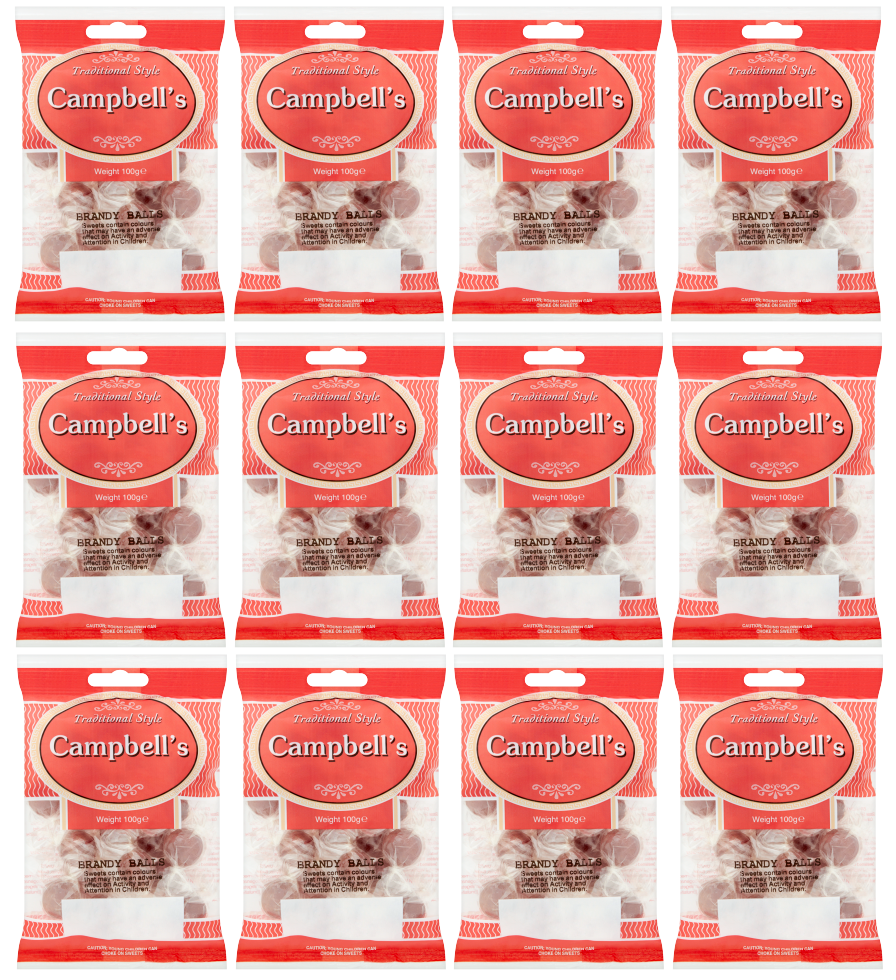 12 x Campbells Brandy Balls Bag 100Gm