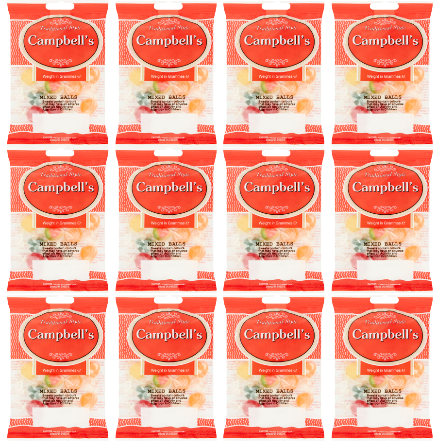 12 x Campbells Mixed Balls Bag 100Gm