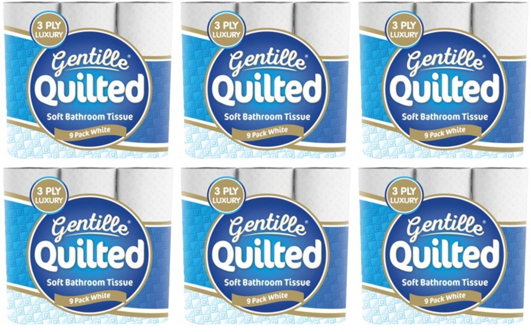 6 x Gentille Quilted White 9 Roll