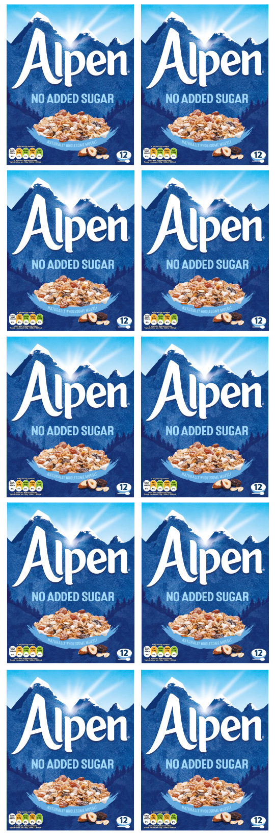 10 x Alpen No Added Sugar 550Gm