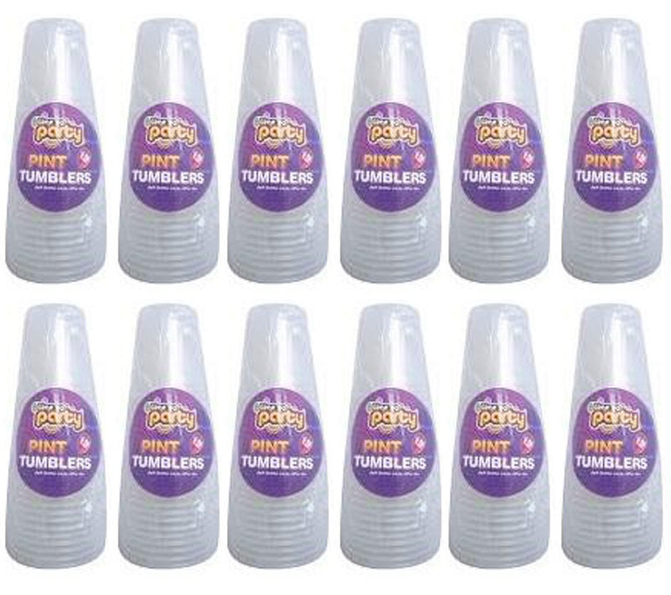 12 x Time To Party Plastic Pint Tumblers 12 Pack