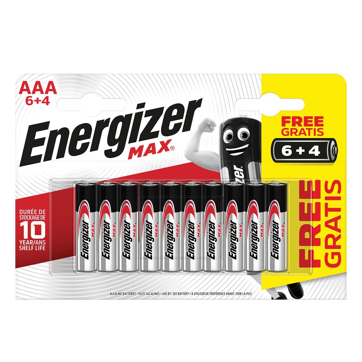 Energizer Max Alkaline Batteries Aaa 6 + 4