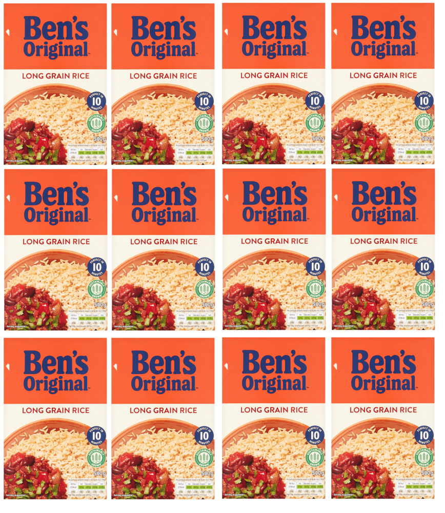 12 x Bens Original Long Grain Rice - 500GM