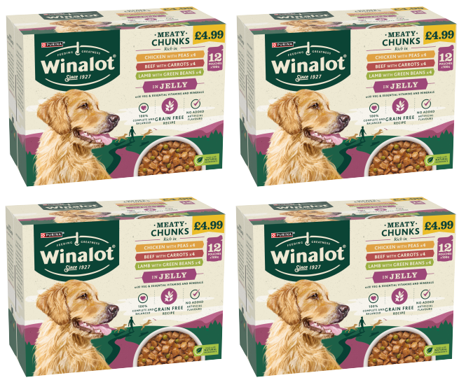 4 X Winalot Dog Meaty Chunks Jelly Selection 12X100GM