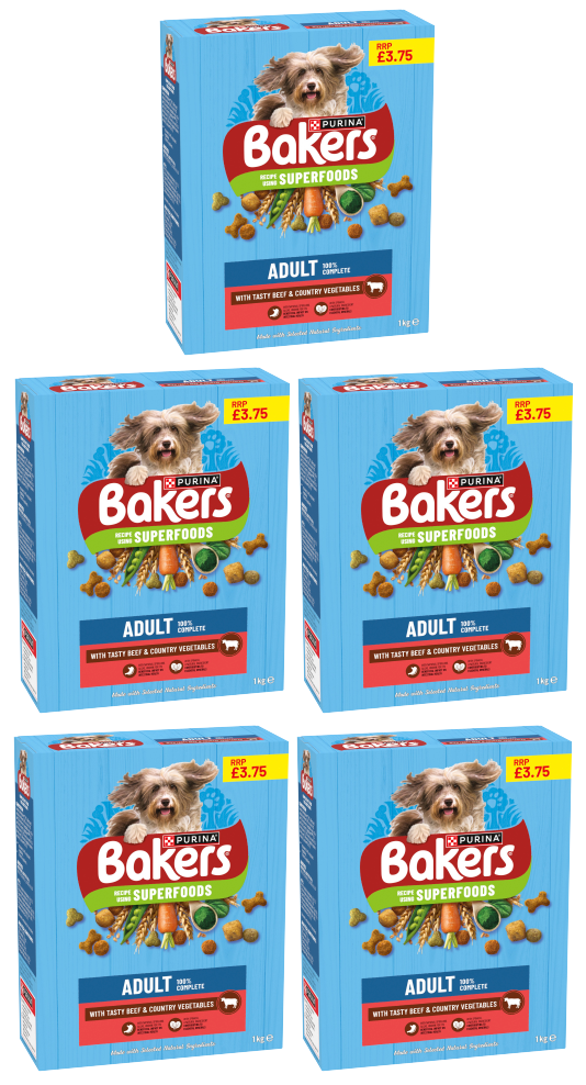 5 x Bakers Adult Beef & Country Vegetables - 1KG