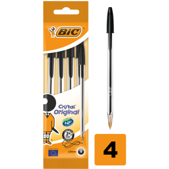 10 x Bic Cristal Original Pen Black - 4 PACK