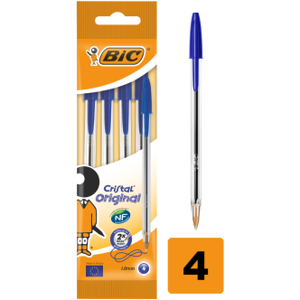 10 x Bic Cristal Original Pen Blue - 4 PACK