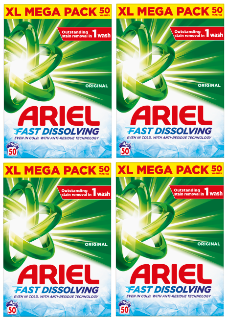 4 X Ariel Powder 50 Wash 3KG