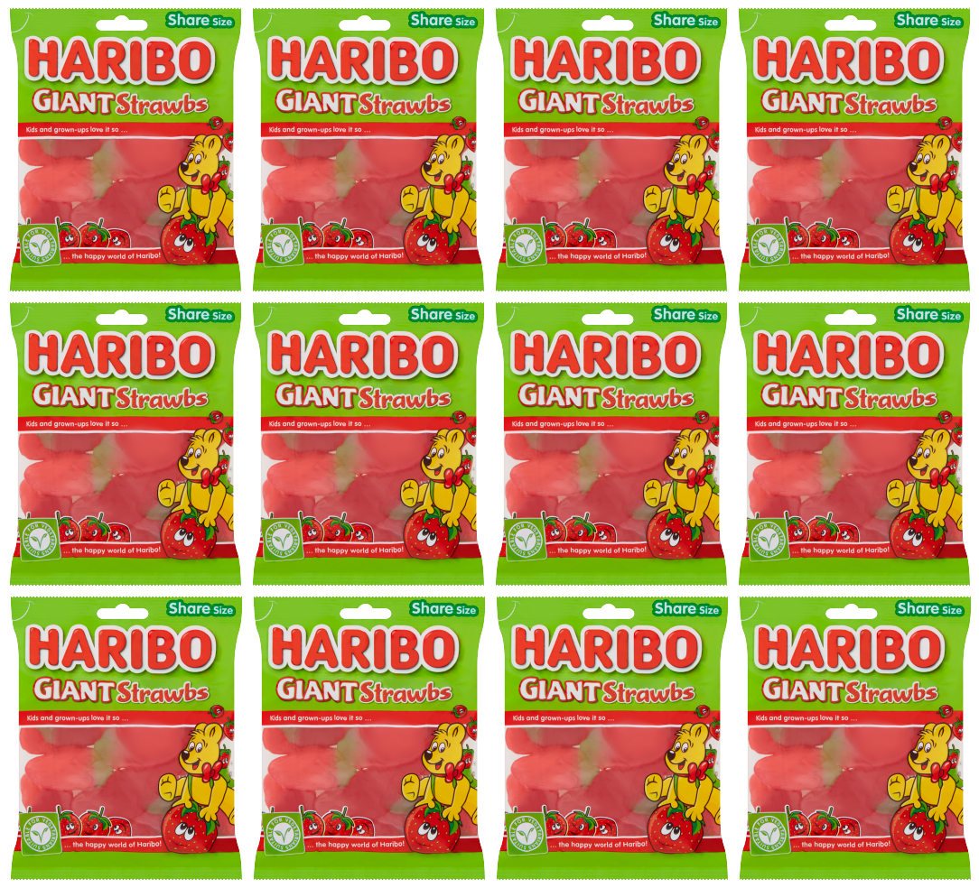 12 x Haribo Giant Strawbs 160Gm