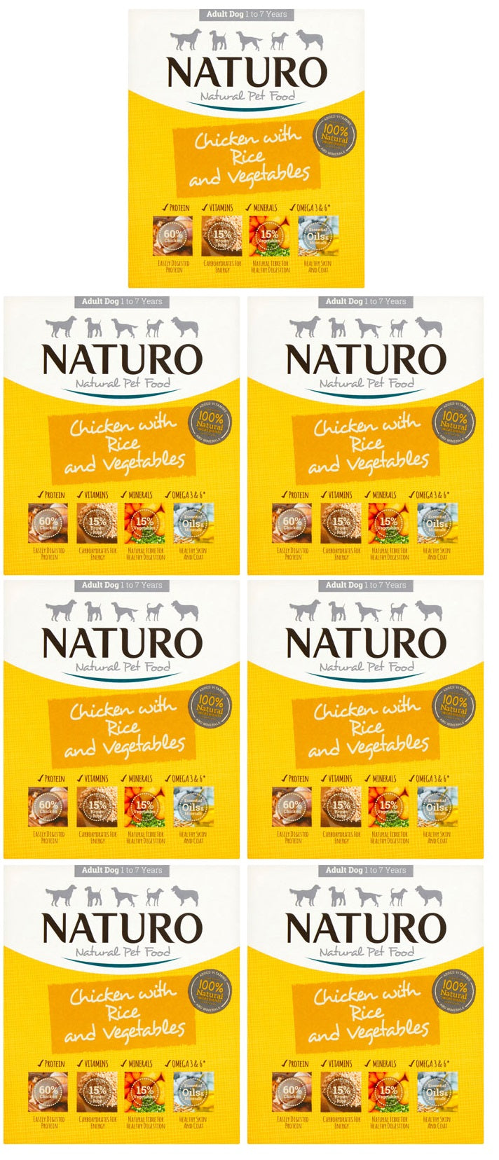 7 x Naturo Adult Dog Tray Chicken & Rice  - 400GM