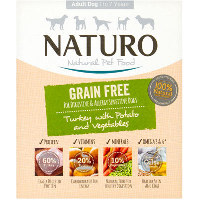 7 x Naturo Adult Dog Tray Turkey & Potato  - 400GM