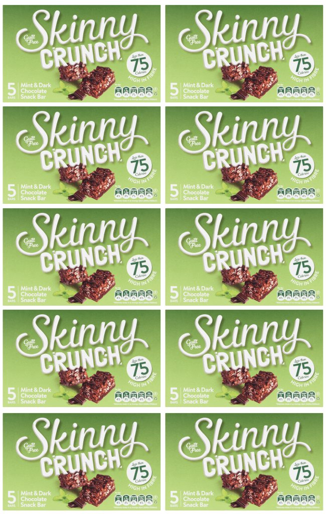 10 x Skinny Crunch Dark Chocolate & Mint 5X19Gm