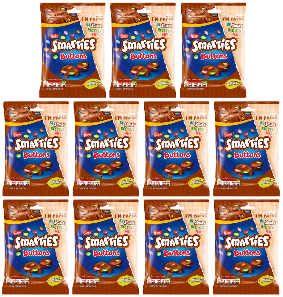 11 x Smarties Buttons Milk Choc Pouch 90Gm