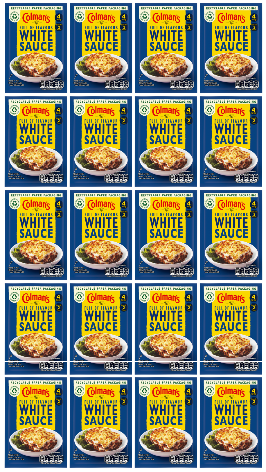 20 X Colmans White Sauce 25G