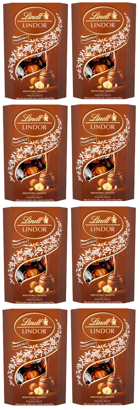 8 X Lindt Lindor Hazelnut Truffles Box Cornet 200GM