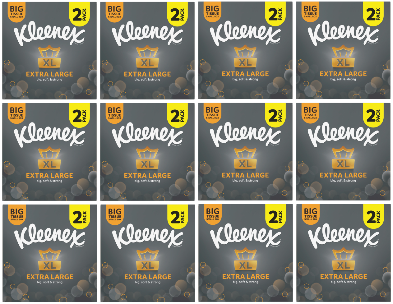 12 X Kleenex Extra Large Tissues Compact 2 PACK
