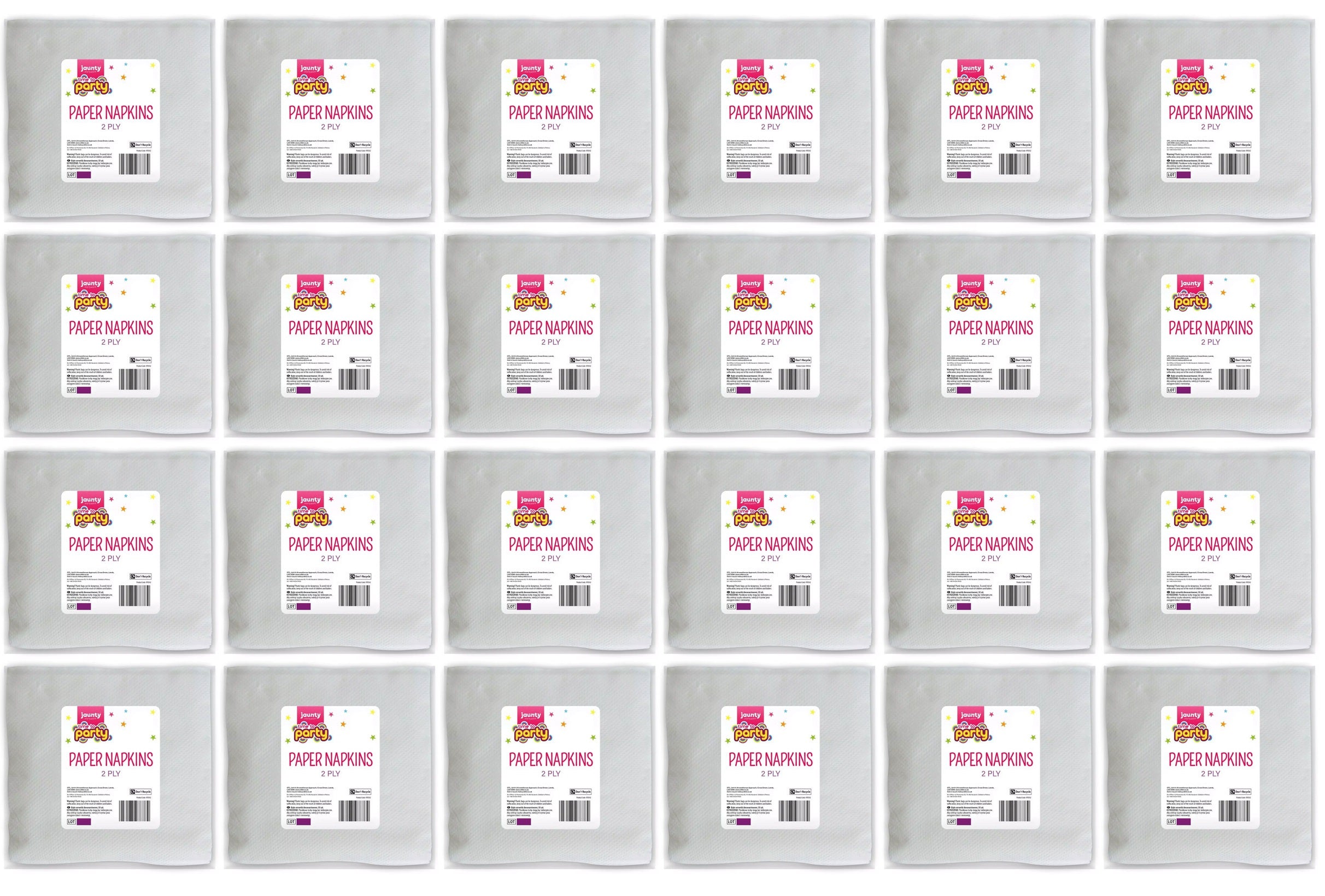 24 x Jaunty White Napkins In 2 Ply 30 Pack