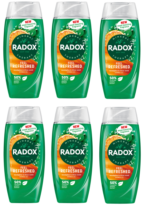 6 x Radox Shower Refreshed - 225Ml