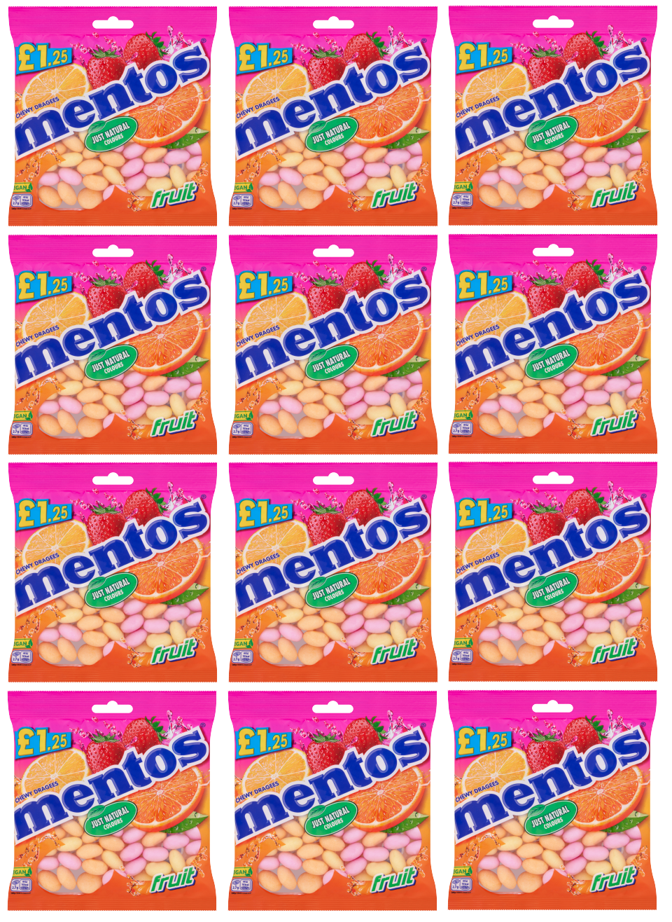 12 X Mentos Fruit Bag 135G