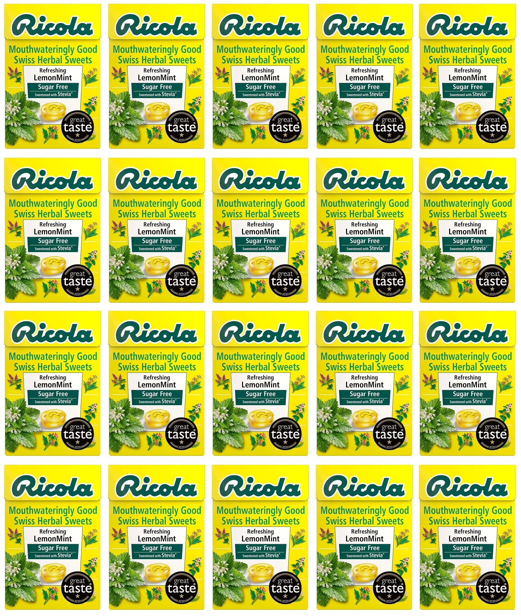 20 x Ricola Lemon-Mint Sugar Free Box - 45g