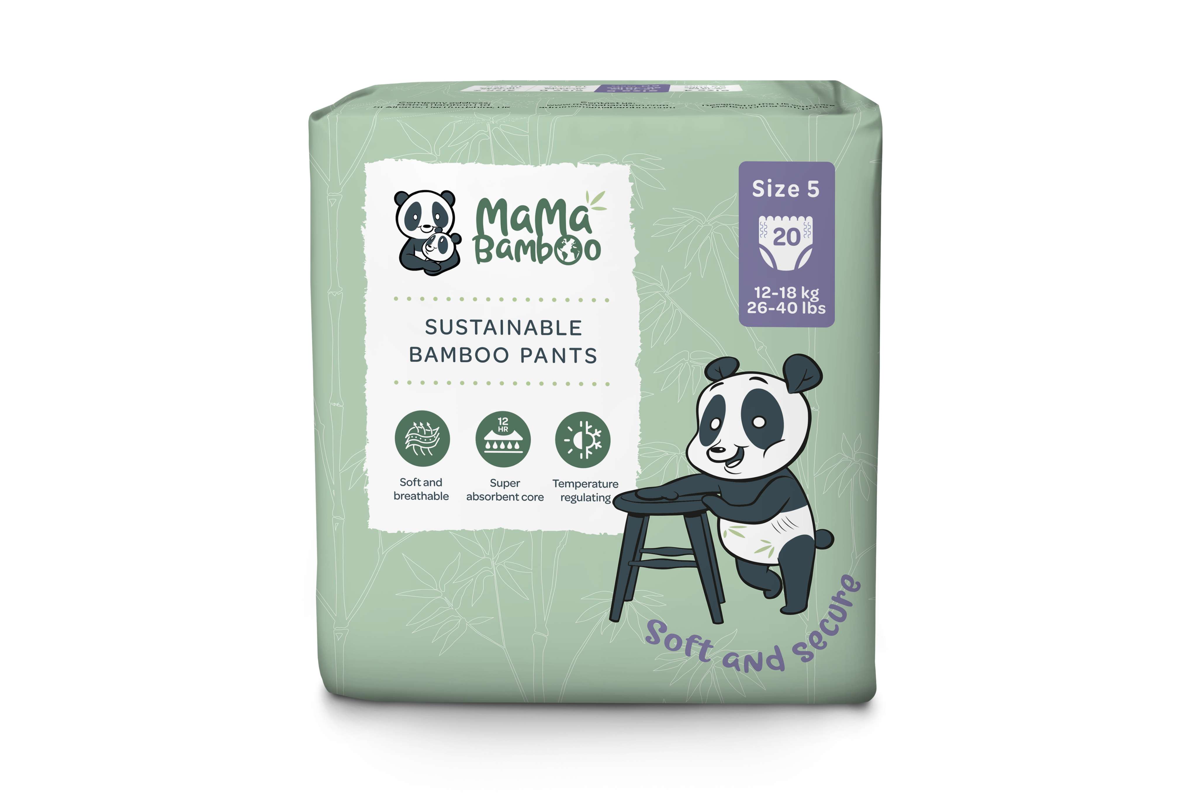 Mama Bamboo Eco Nappy Pants - Size 5+ (Large Plus) - 20pc