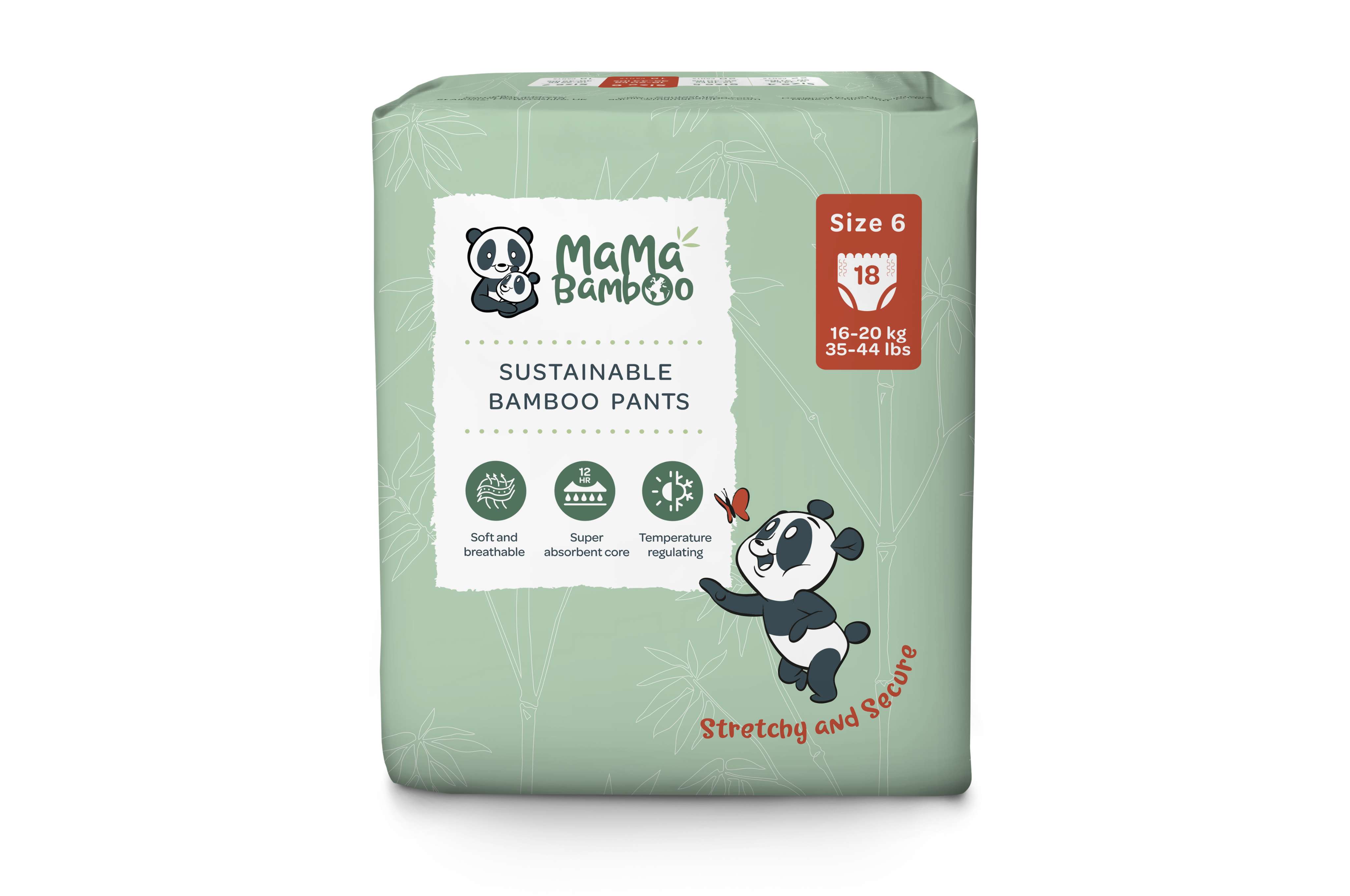 Mama Bamboo Eco Nappy Pants - Size 6+ (X-Large +) - 18pc