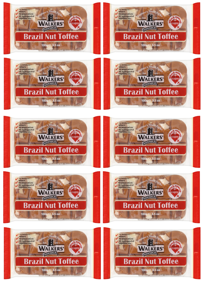 10 x Tray Walkers Brazil Nut Toffee 100Gm