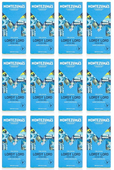 12 x Montezuma Lordy Lord - Dark with Cocoa Nibs - 90g