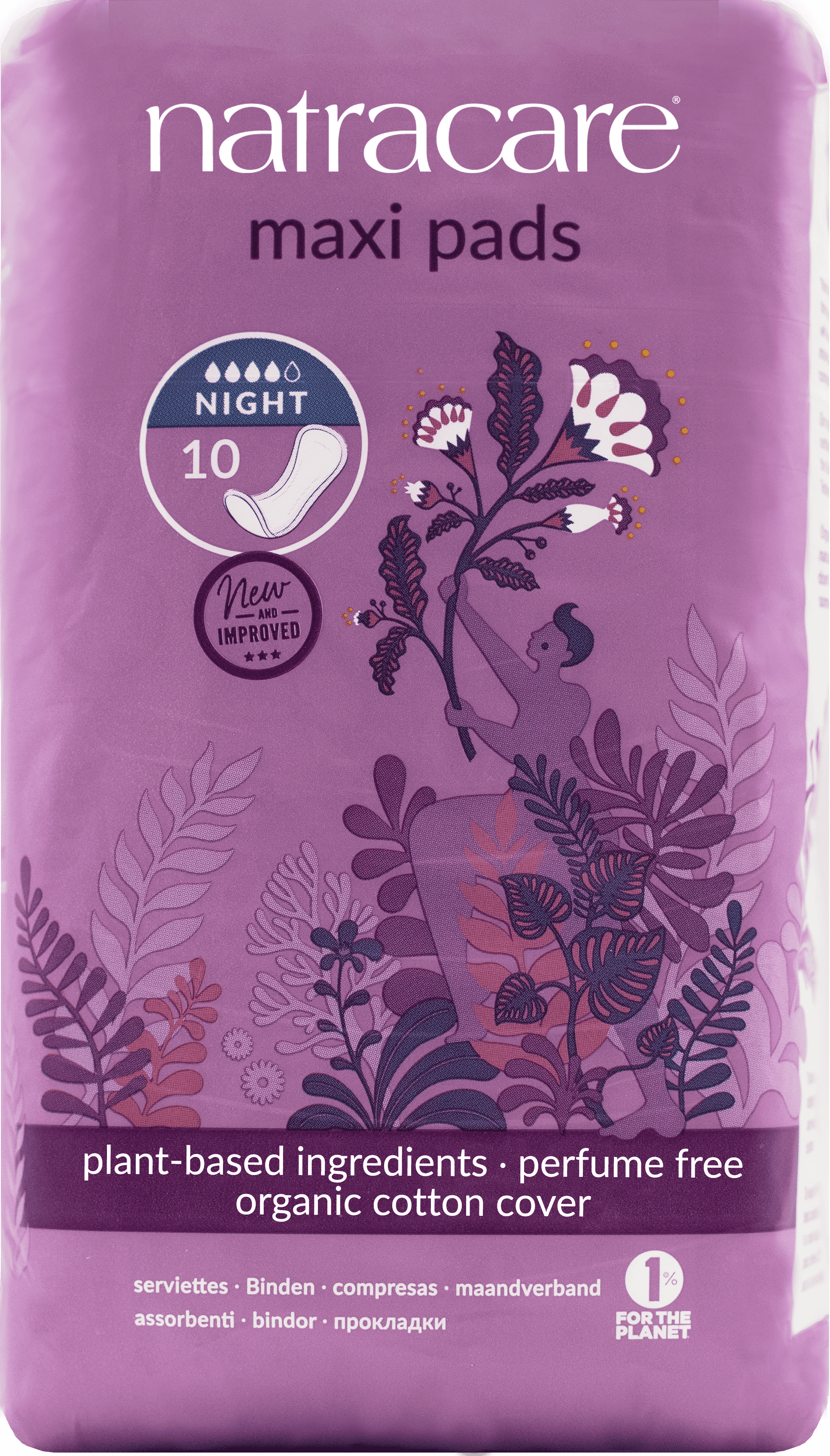 Natracare Night Time Maxi Pads - 10pc