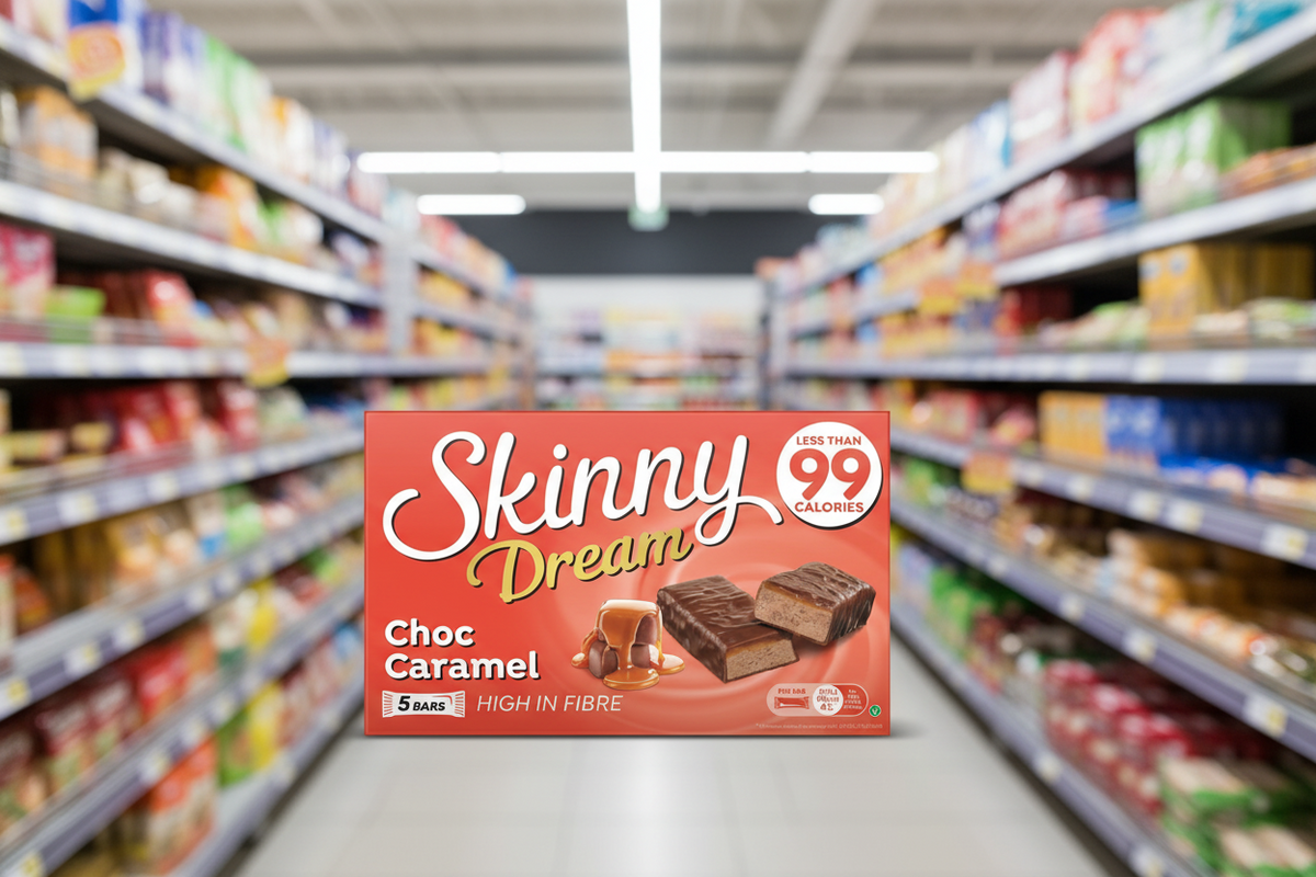10 x Skinny Dream Chocolate Caramel Bars 5 Pack - 5 X 24G
