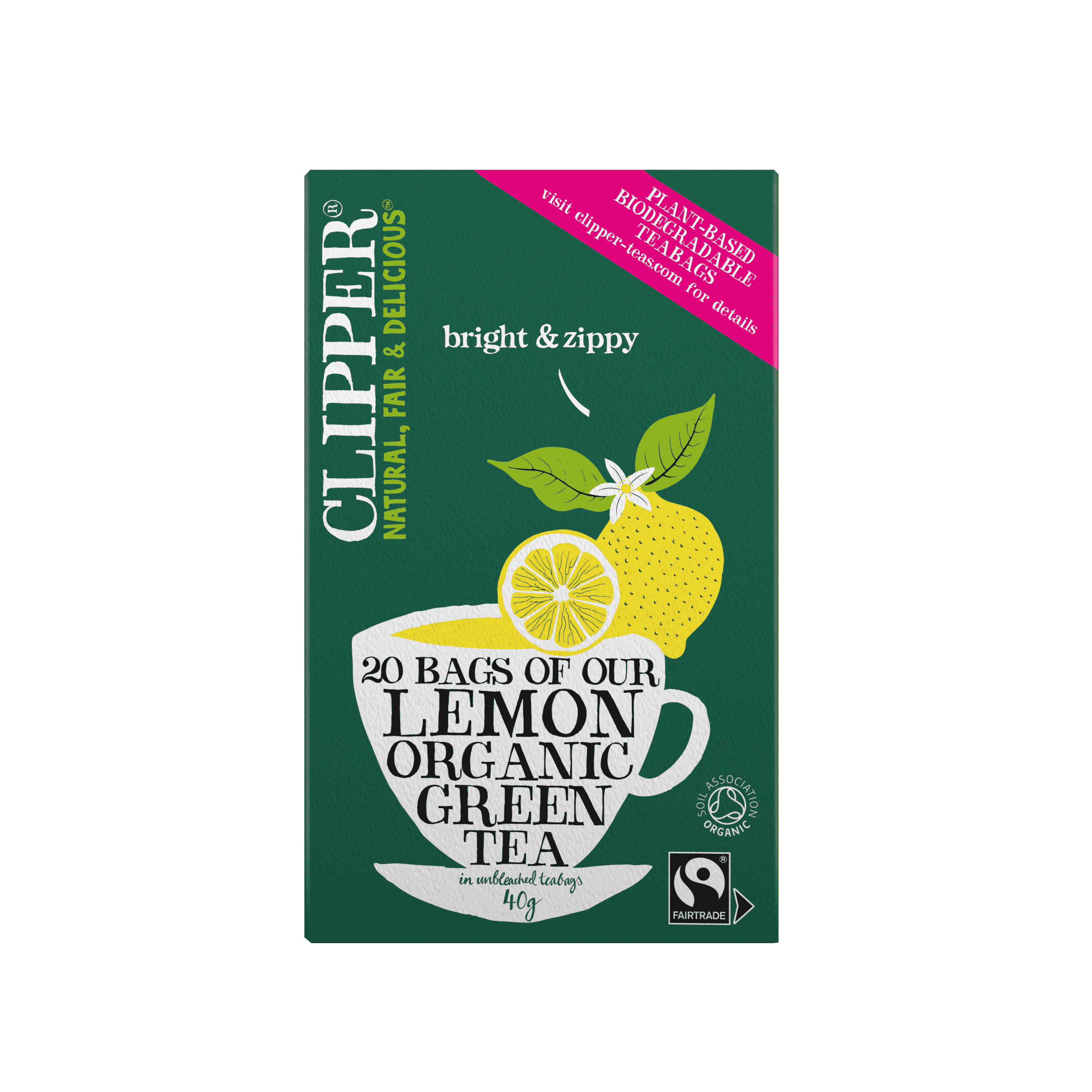 Clipper Organic Green & Lemon Tea Bags - 40g
