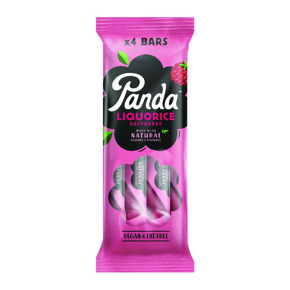 18 x Panda  Natural Raspberry Liquorice Bar 4pk - 128g