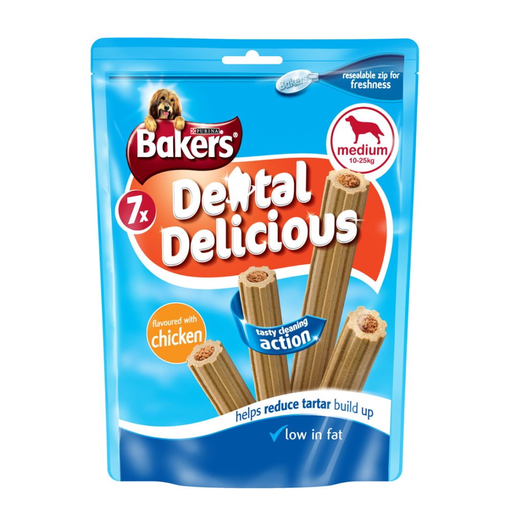 6 x Bakers Dental Delicious Med Dog Treat Chicken 200G