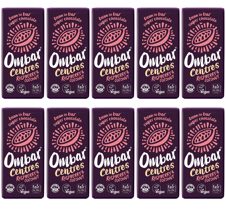 10 x Ombar Centres Raspberry & Coconut - 70g