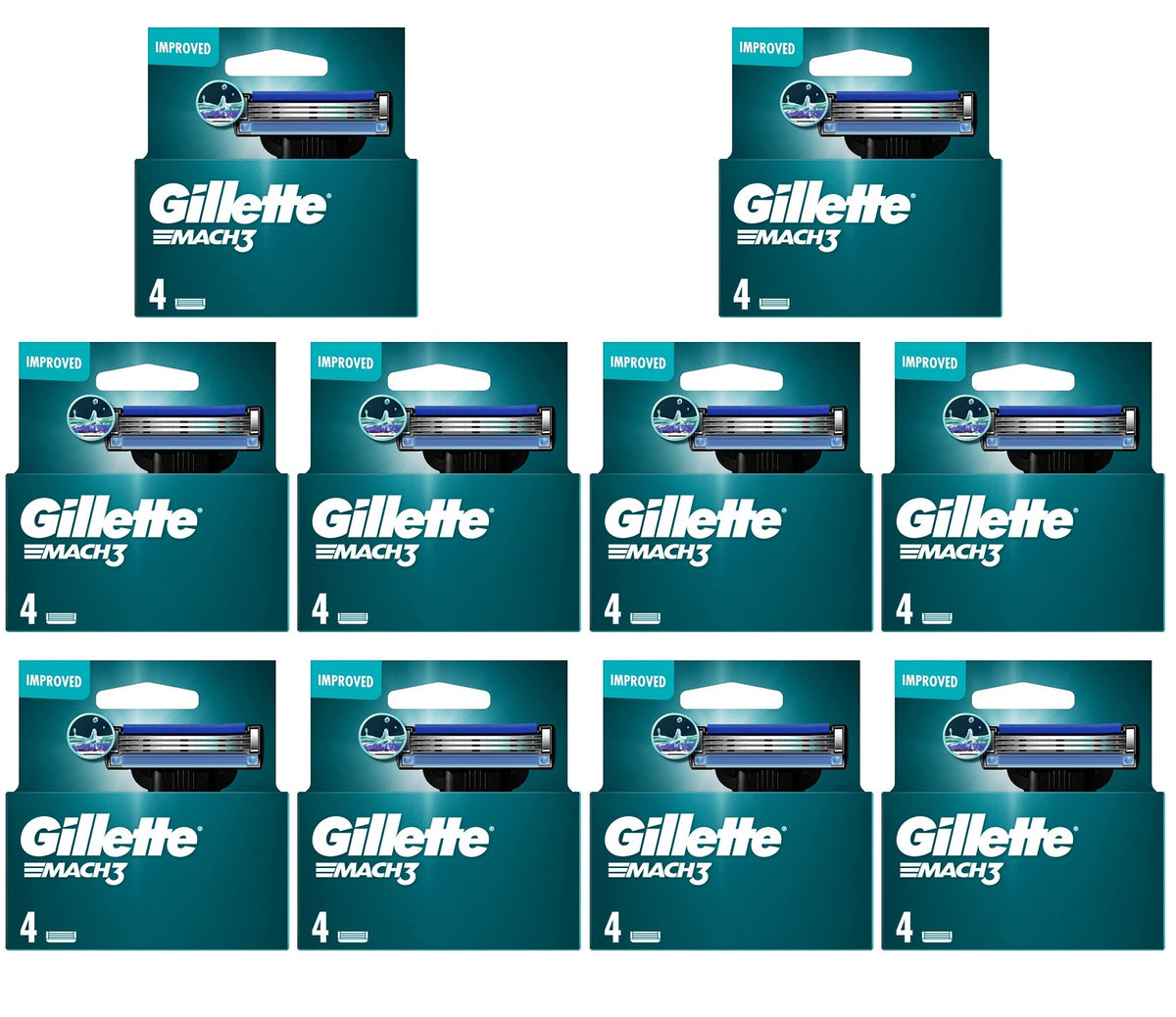 10 x Gillette Mach 3 Blades - 4 PACK