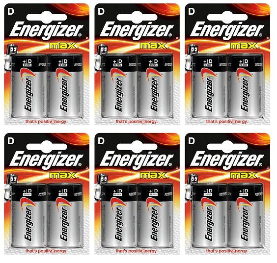 6 x Energizer Max D Batteries Alkaline 2 Pack