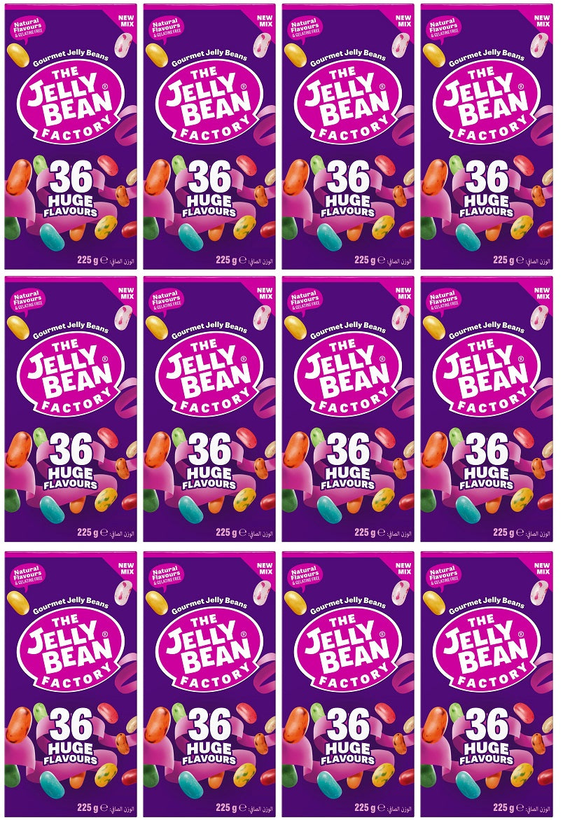12 x The Jelly Bean Factory Gourmet Jelly Beans 36 Huge Flavours 225G