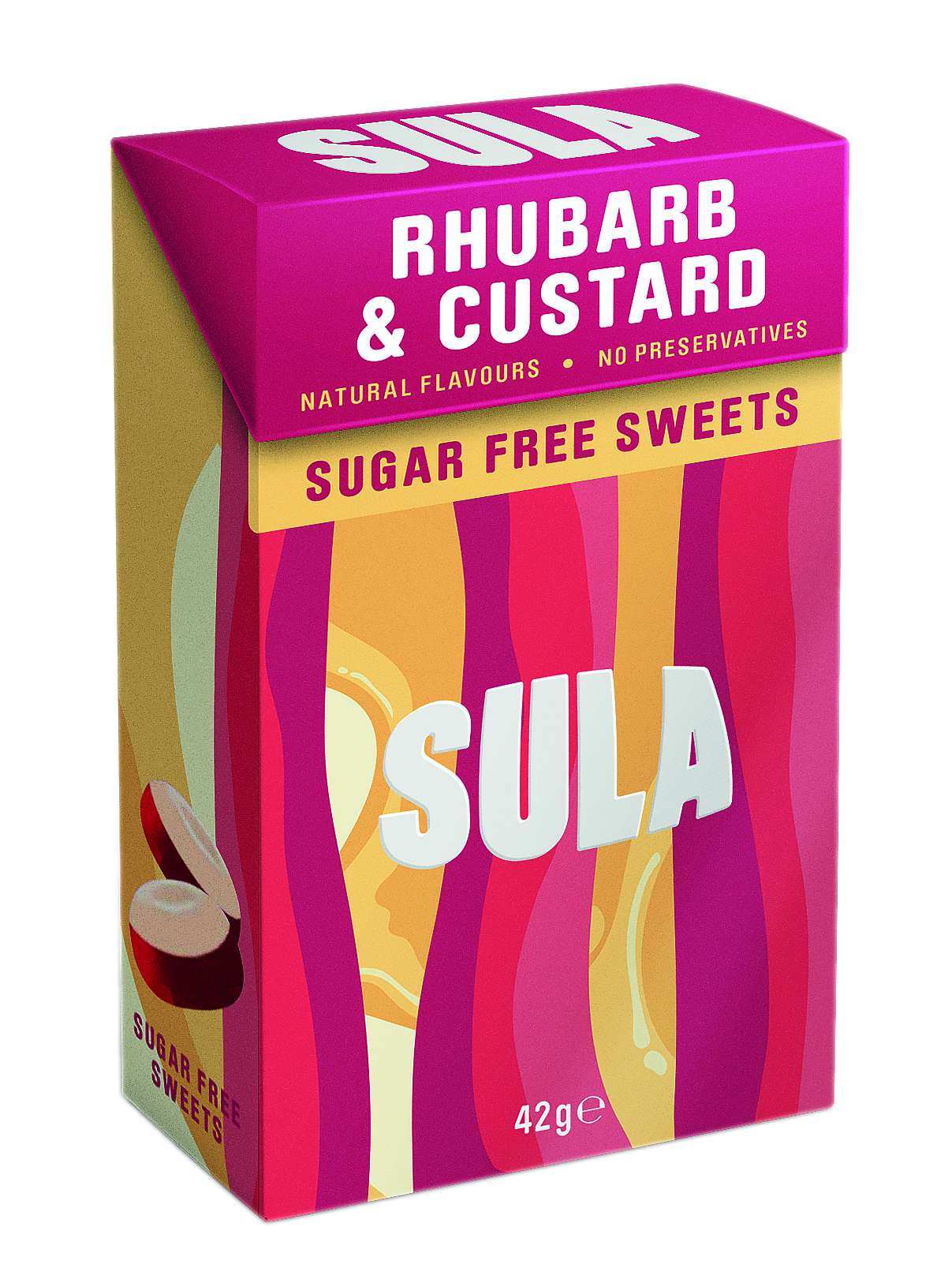 14 x Sula Rhubarb & Custard Sugar Free - 42g