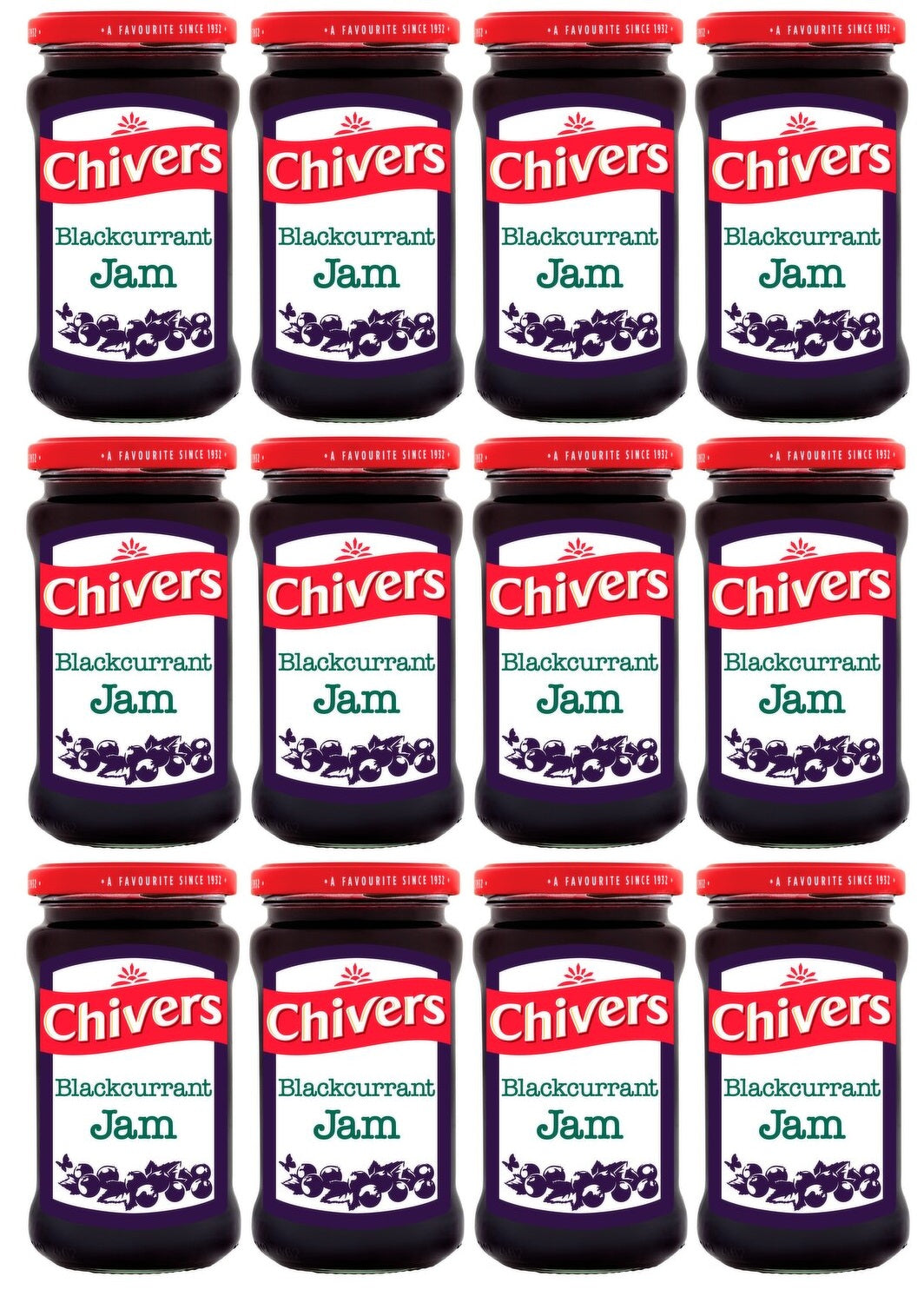 12 x Chivers Blackcurrant Jam 370G