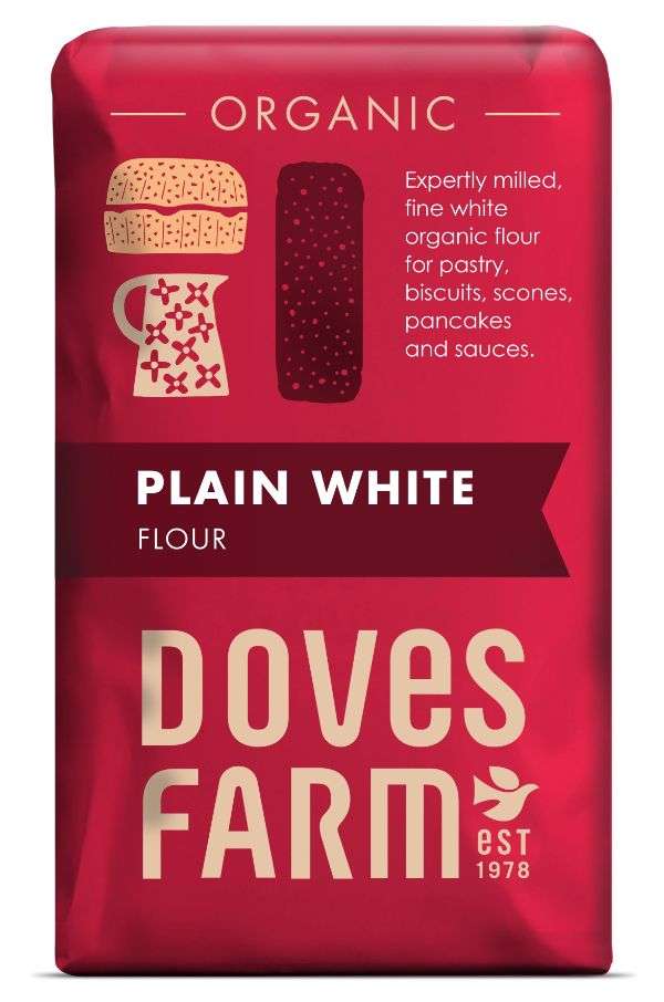 5 x Doves Farm Organic Plain White Flour - 1kg