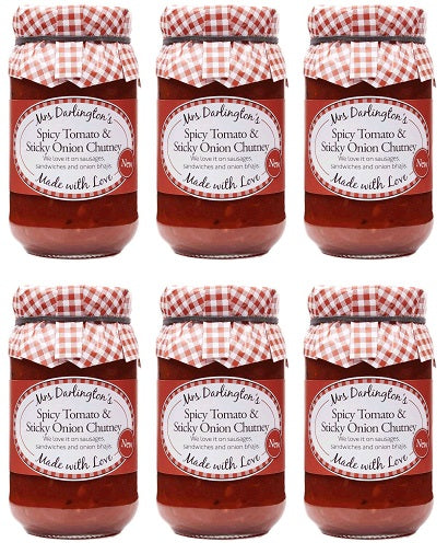6 x Mrs Darlington's Spicy Tom & Sticky Onion Chutney - 312g