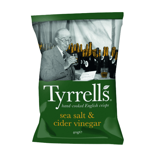 24 x Tyrrells Sea Salt & Cider Vinegar potato crisps - 40g
