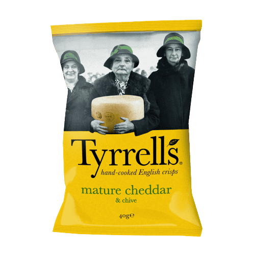 24 x Tyrrells Cheddar Cheese & Chive Potato Crisps - 40g