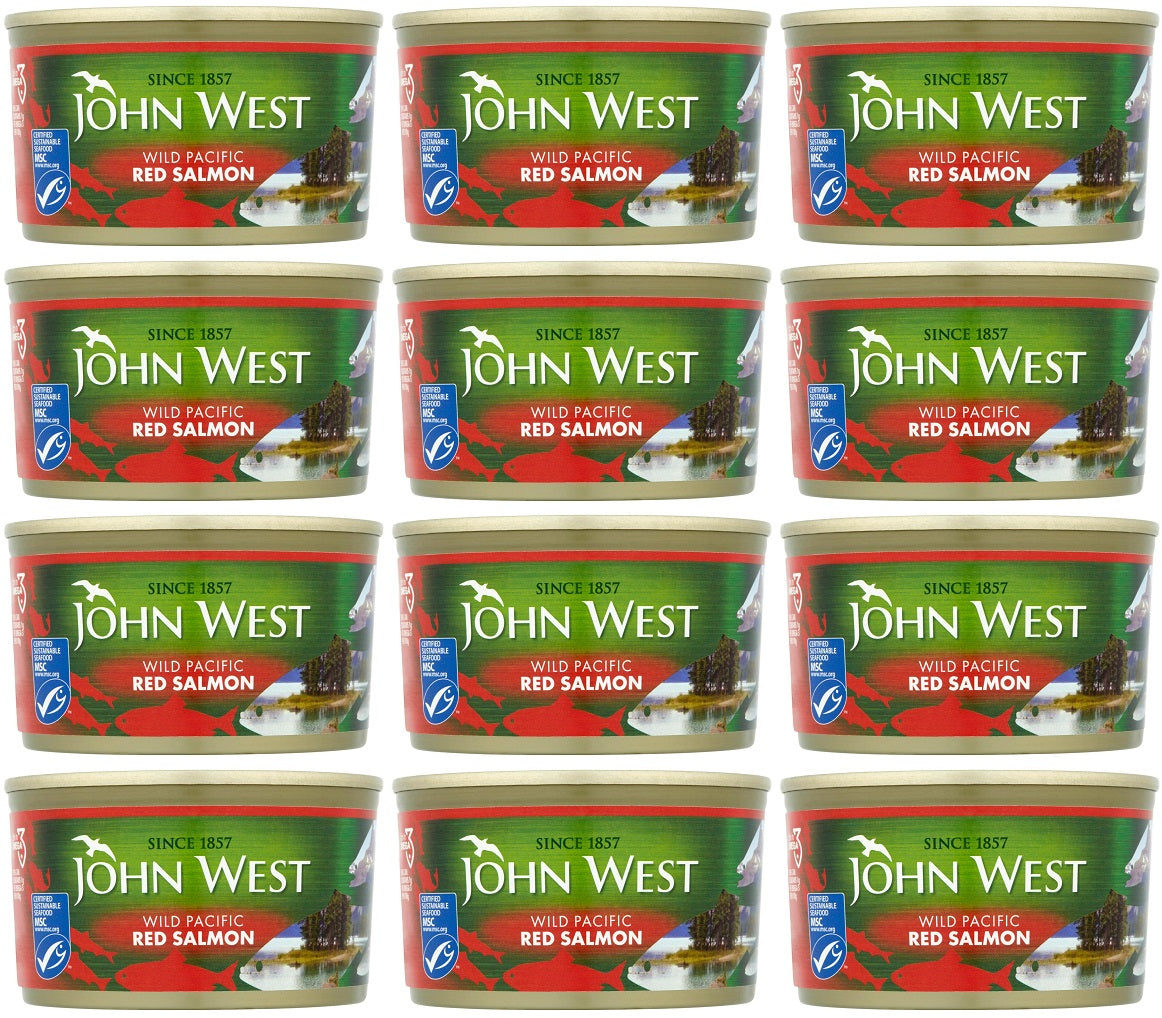 12 x John West Wild Pacific Red Salmon 213G