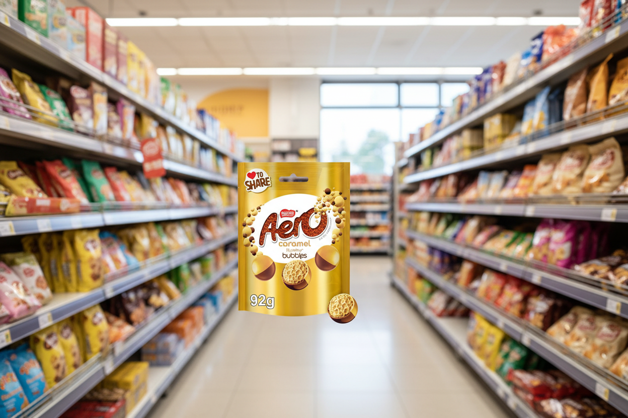 8 X Aero Bubbles Caramel Pouch Bag - 92Gm