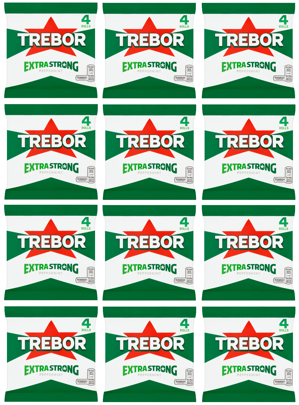 12 x Trebor Extra Strong Mints 4 Pk