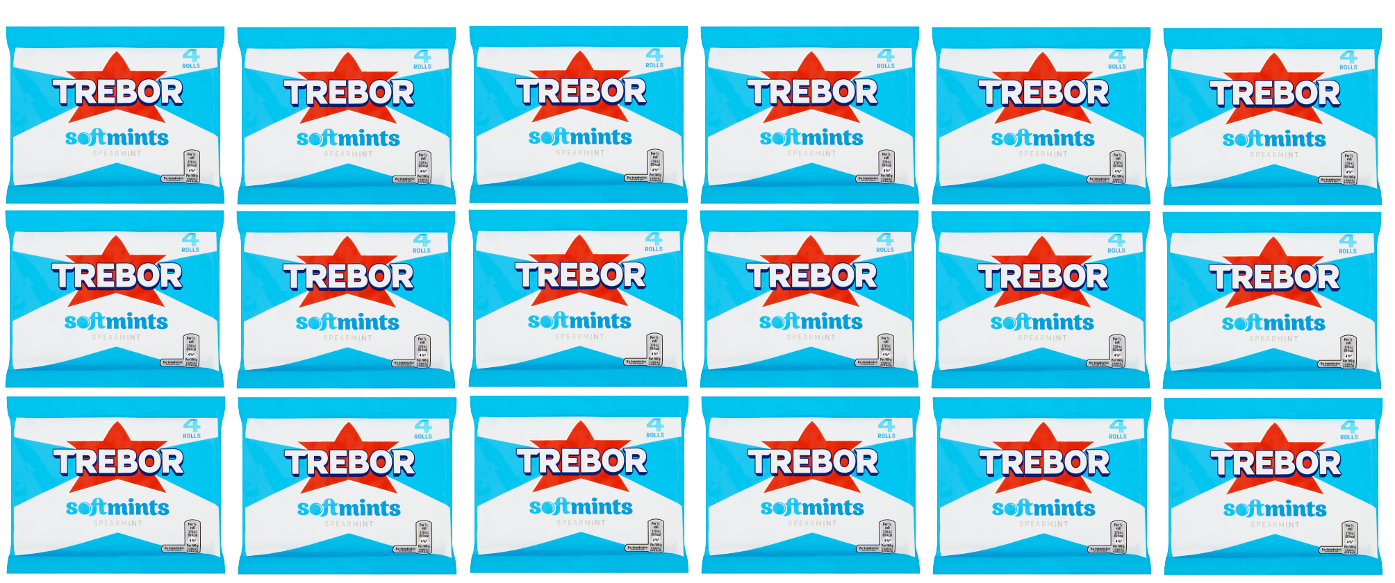 18 x Trebor Softmints Spearmint 4 Pk - 179GM