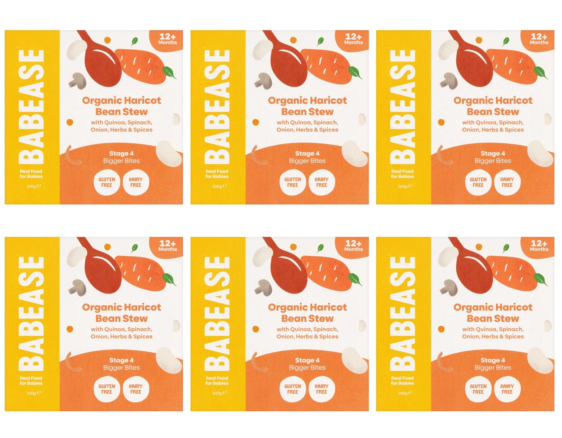 6 x Babease Org Haricot Bean Stew Pot - 200g