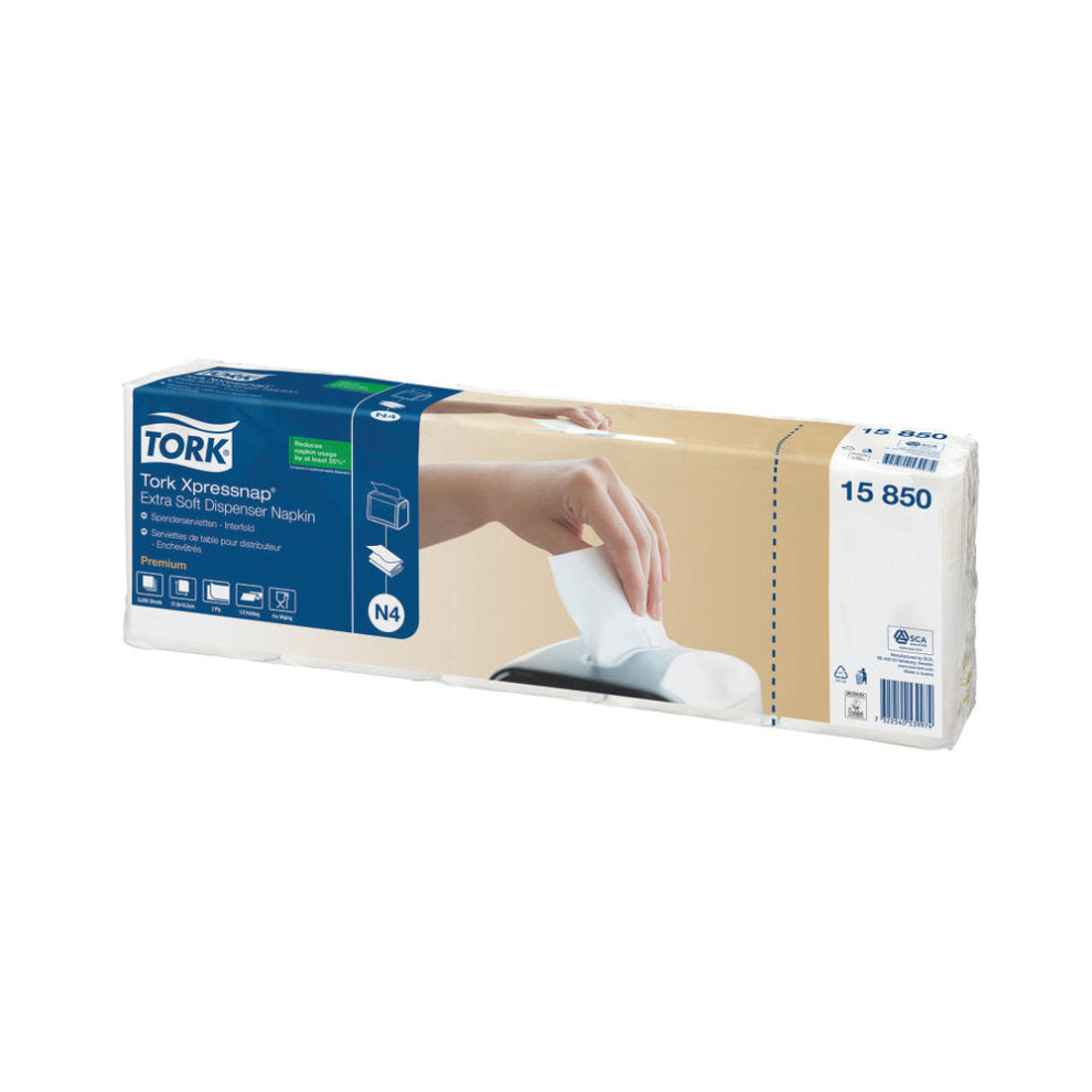 Tork Xpressnap Extra Soft White Dispenser Napkin 2 Fold 200P